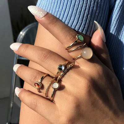 Colourful Stone Metallic Ring Veloura jewels