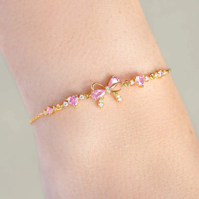 Cute Sweet Bracelet Loving Heart Zircon Bowknot Bracelet Stuff&Things